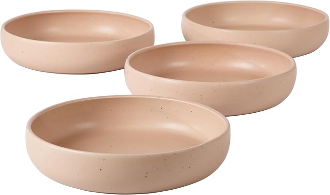 Bloomhouse Corsica Clay 4 Piece Meal, Dinner, Pasta Bowl Set - Prosecco Blush Pink