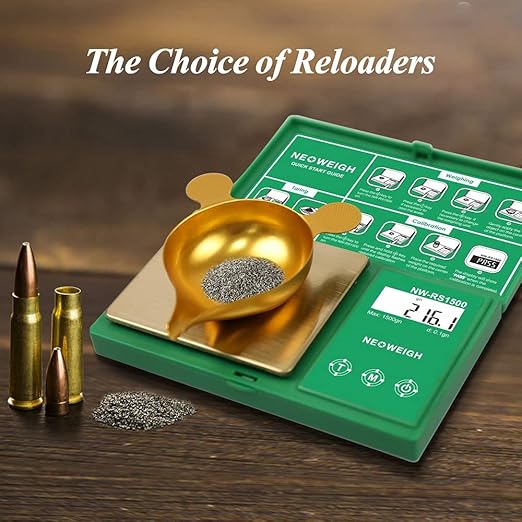 Reloading Scale, Powder Scale for Reloading, 1500 grains x 0.1 gn, Digital Powder Scale, Arrow Scale, Archery Scale, 100g by 0.01g, Metal Pan, Powder Scoop,50g Cal Weight (Batteries Included)