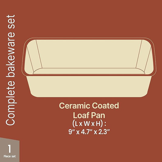 BAKKENMASTER Premium Loaf Pan 1 lb – Aluminum, Ceramic Non-stick Coating, PTFE & PFOA Free, Even Heat, Non-toxic, 4.7" x 9", Perfect for Pound Cakes, Breads, & More - Marble