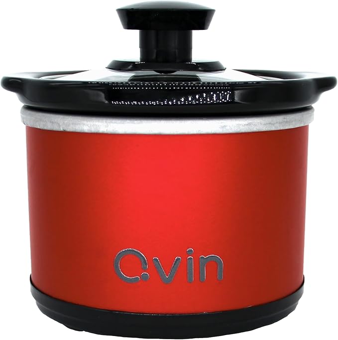 Mini Slow Cooker 0.65qt(20oz) warmer, fondue pot set,chocolate melting pot (stainless steel)… (red)