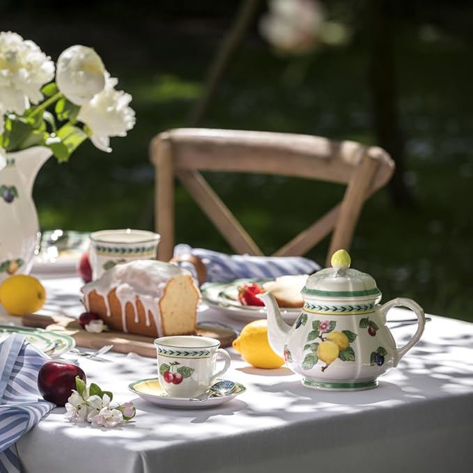 Villeroy & Boch French Garden Fleurence Teapot, 34 oz, Premium Porcelain, White/Multicolored