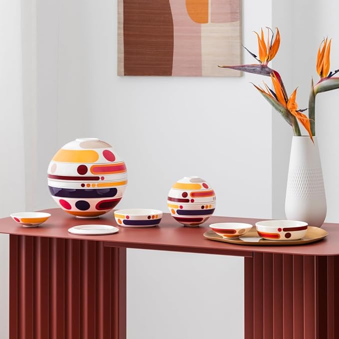 Villeroy & Boch Iconic Collection La Petite Boule Miami, Premium Porcelain, Made in Germany, Dishwasher-Safe, Microwave-Safe, 5-Piece Snacking Set, Decorative Object, 5.5 in Diameter, Multicolored