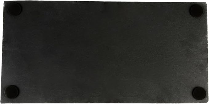 Restaurantware Slate Serving Trays 4 Pack of 15.7" x 7.8" Foam Feet Charcuterie Stone Plates Rustic Edges Freezable Black Serving Display Cheese Boards for Kitchen, Gourmet, Dining, Parties