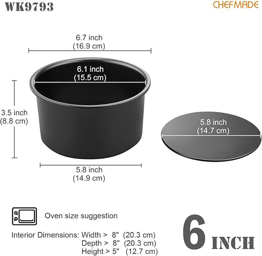 CHEFMADE Round Cake Pan, Nonstick 6-Inch with Removable Loose Bottom Chiffon Bakeware