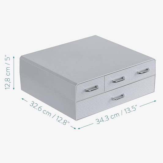 Navaris Coffee Pod Holder with 4 Drawers - Compatible with Nespresso, CBTL, K-Cups, Verismo - Capsule Storage Organizer 2-Tier Container Box - Gray