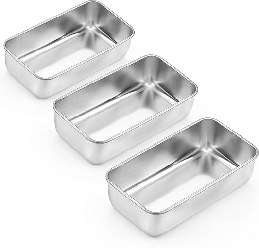 Onader 9 x 5 Loaf Pans, Stainless Steel Deep Meatloaf Pan for Baking Bread Set of 3