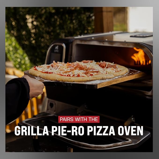 Grilla Wooden Pizza Peel 14" Food Grade, Water and Heat Resistant, with Dense Grain for Pizza Baking and Serving, Works with the Grilla Pie-Ro