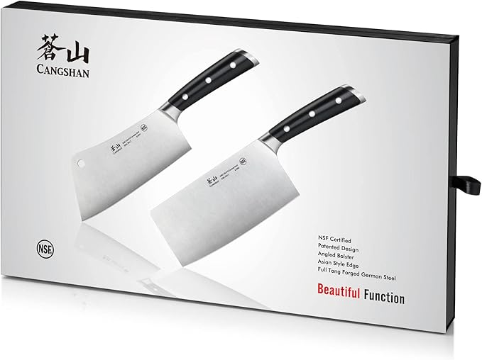 Cangshan S/S1 Series German Steel Forged Chinese Cleaver Set (Black)