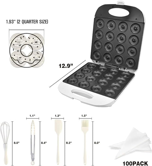 DSP All in One 2 Inch Mini Donut Maker, Non-Stick, Cool Touch, Electric Doughnut Machine for 16 Snacks & Desserts, Perfect for Birthday, Wedding, Baby Shower, Christmas, Party, Afternoon Tea