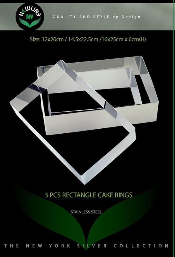 NEWLINE NY Stainless Steel Cake Mousse Ring Molding Forming (Rectangular Cake Pastry Rings)