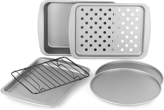 Ovenstuff Personal Size Nonstick Toaster Oven Baking Pan Set, 6 Piece Set