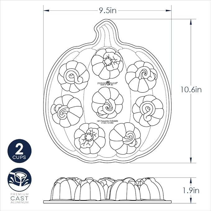 Nordic Ware Lil' Pumpkins Cakelet Pan, 2 Cup Capacity, Bronze