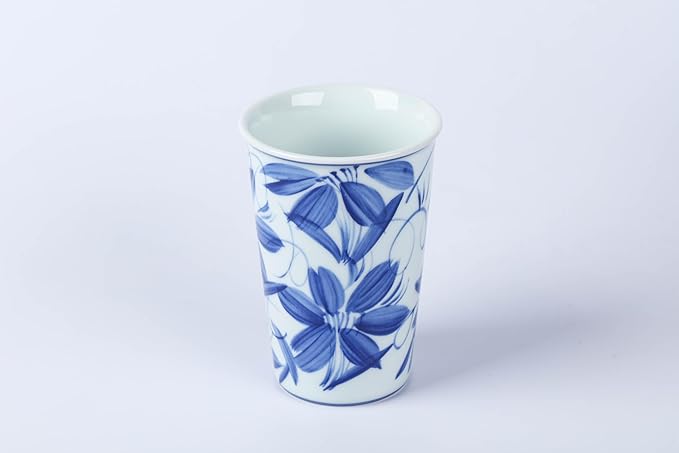 14 oz ceramics Handmade blue and white Retro Coke cups coffee tea set of 4 china Coffee Mugs for Tea, Milk,Dishwasher and Microwave Safe,Free gift soft silicone cover and gift box