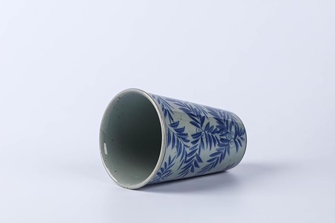 14 oz ceramics Handmade blue and white Retro Coke cups coffee tea set of 4 china Coffee Mugs for Tea, Milk,Dishwasher and Microwave Safe,Free gift soft silicone cover and gift box