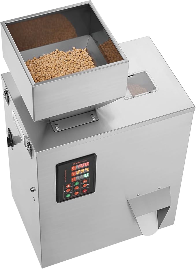 VEVOR Powder Filling Machine 0.002-0.22lbs/1-100g, Automatic Intelligent Particle Weighing Filling Machine, Powder Filler Particle Dispenser for Tea Seeds Grains Powder Flour Beans Glitter Candy