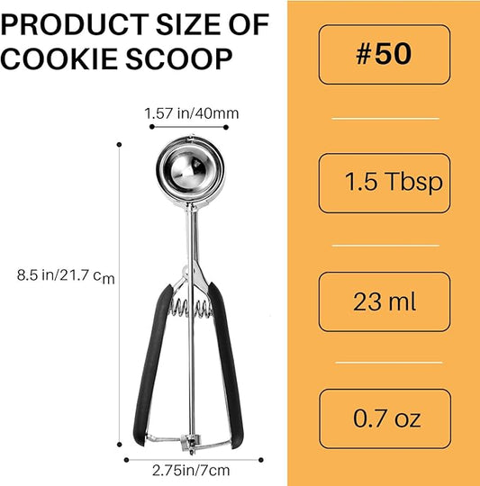 Cookie Scoop 1.5 Tbsp, 1.5 Tablespoon Cookie Scoops for Baking, Ice Cream Scoop, Comfortable Grip, Non-Slip, For Cookies Melon Ball Meatball Ice Cream Muffin