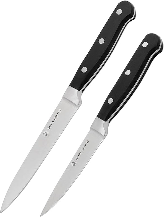 2-Piece Premium Kitchen Knife Set - Ultra-Sharp 5" Utility Knife & 3.5" Paring Knife, High Carbon Stainless Steel, Forged for Precision, Multipurpose Cooking Knives with Ergonomic Handles