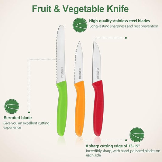 Paring Knife Set 6PCS, Ultra Sharp Kitchen Knives, Cutting & Peeling Knives, Kitchen Knives for Home Essentials, PP Plastic Handle-Multicolored