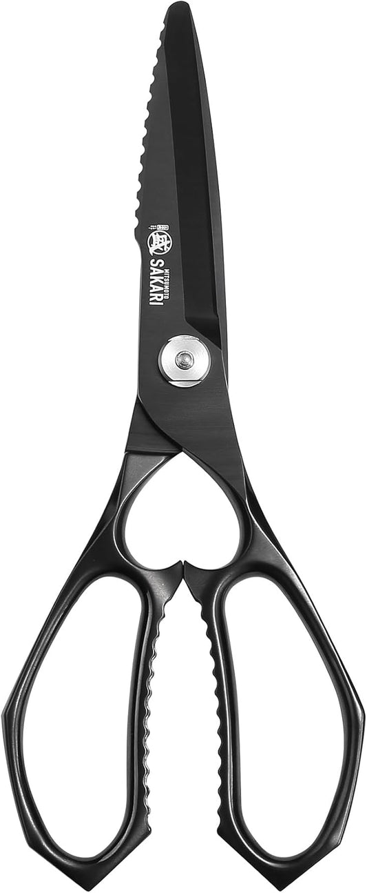 MITSUMOTO SAKARI 8 Inch Kitchen Scissors & Poultry Shears, Heavy Duty Titanium Plated, Detachable for Meat, Chicken, Fish, Bones