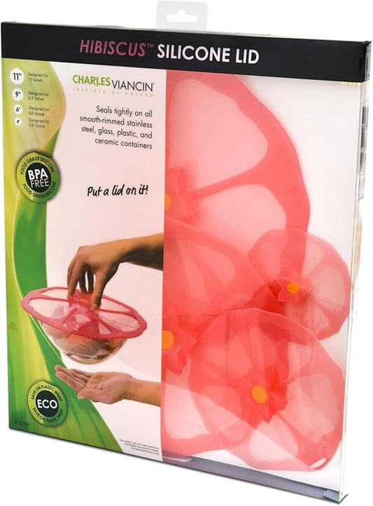 Charles Viancin - Hibiscus Silicone Lid for Food Storage and Cooking - 8''/20cm - Airtight Seal on Any Smooth Rim Surface - BPA-Free - Oven, Microwave, Freezer, Stovetop and Dishwasher Safe