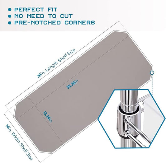 BRIAN & DANY Wire Shelf Liner 14" X 36", Heavy Duty Shelf Liners for Wire Shelving, Waterproof Protector Mats, Set of 5, Charcoal