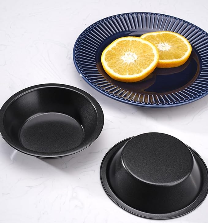 Small Pie Pans 4 1/3 Inch Mini Round Bread Cake Burger Buns Baking Pans for Oven Air Fryer Compatible with Instant Pot Nonstick Carbon Steel BPA Free 6 Pack
