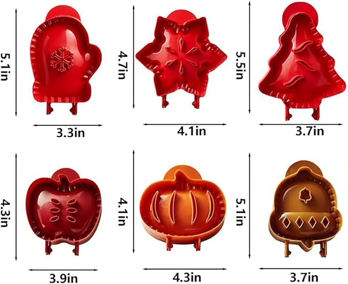 Christmas 6PCS Hand Pie Molds, Mini Pie Maker, Cute Baking Supplies, Festive Pie Press & Pastry Molds for Holiday Parties & Baking (6)