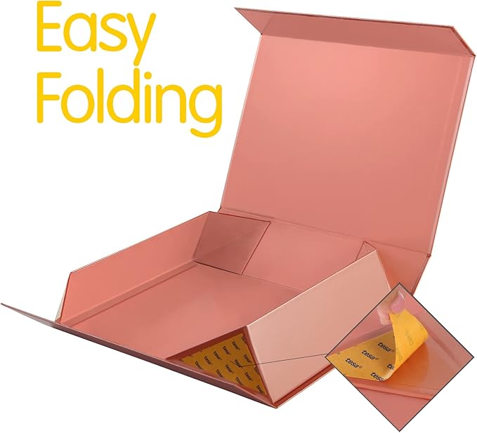 Rose Gold Gift Boxes 11x7.8x2.3 Inches, Magnetic Closure Shirt Boxes with Lids (5 Pack)