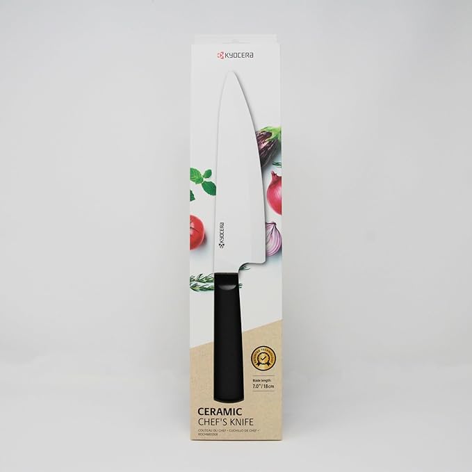 KYOCERA INNOVATIONwhite 7" Ceramic Chefs Knife - White Z212 Blade with Non-Slip Black Handle
