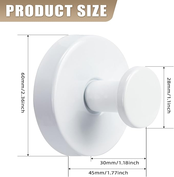 Suction Cup Hooks for Shower No-Drill Bathroom Hooks for Towels, Robes, Loofah Mountable on Bathroom Walls, Kitchen, Glass, Mirrors, Tile and Smooth,Non-Porous Surfaces (4, White)