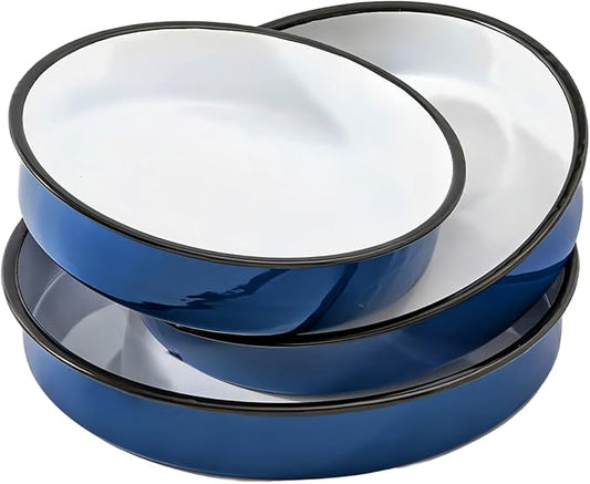 3Pack Enamel Baking Pans Round large Roasting Pan 10/12/14inch Deep Cake Pan Pizza Turkey Cookies-Oven & Dishwasher Safe (500°F) Casseroles Desserts Thanksgiving Holiday Gifts