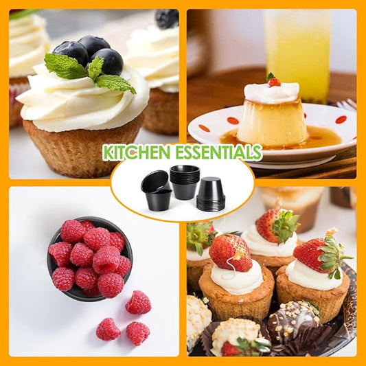 6 Packs Nonstick Popover Pan, Carbon Steel Individual Muffin Cupcake Pan, Raspberry Souffle Baking Maker with Oil & Dish Brush, Pudding Cups for Muffins, Quiches, Cakes, Frittatas(3.5"x2.2")