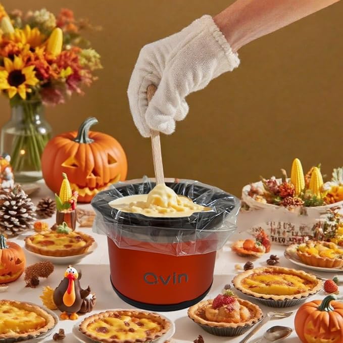 Mini Slow Cooker 0.65qt(20oz) warmer, fondue pot set,chocolate melting pot (stainless steel)… (red)