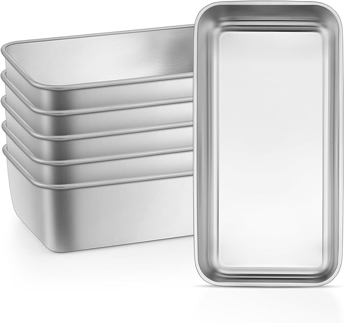 Leonyo 6 Pack Loaf Pans for Baking Bread, 9IN x 5IN Stainless Steel Loaf Pans for Homemade Bread, Meatloaf, Bananas, Brownies, Lasagnas, Dishwasher Oven Safe