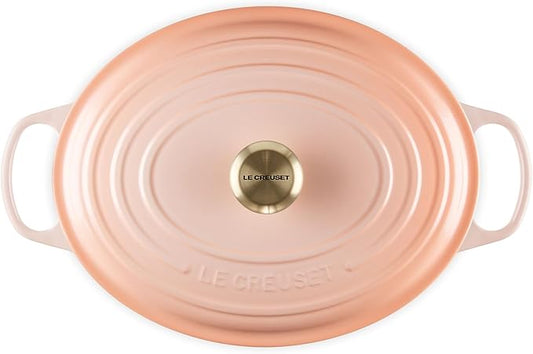 Le Creuset Enameled Cast Iron Signature Oval Dutch Oven, 8 qt., Peche with Light Gold Knob