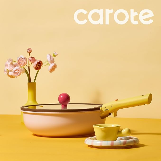 CAROTE 20pcs Ceramic Cookware Set Detachable Handle,Pots and Pans Set Nonstick,Induction Kitchen Cookware with Removable Handle,RV Dishwasher & Oven Safe, PFOA Free