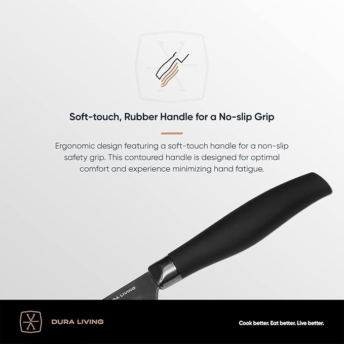 Steak Knives, Steak Knives Set of 4, Nonstick Titanium High Carbon Stainless Steel Serrated Steak Knife, Soft Grip Handle, With Sheaths, Black Knife Set