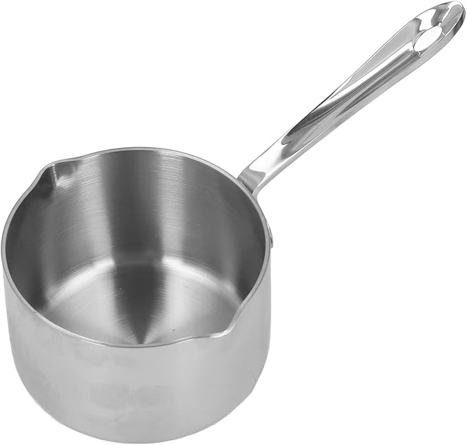 Butter Warmer, 300ml Mini Milk Warmer Pot Stainless Steel Coffee Pots Saucepan Butter Melting Pot with Dual Pour Spout for Coffee Tea Soup Warming