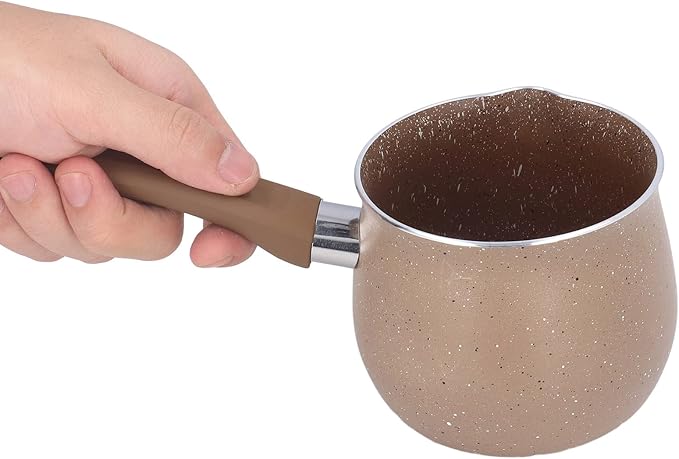 Non Stick Milk Pan, Enamel Milk Pan,Butter Warmer, Single Handle Coffee Warmer Boiling Pot Mini Milk Pan Aluminum Alloy Non Stick Anti Scalding for Cooking(Coffee)