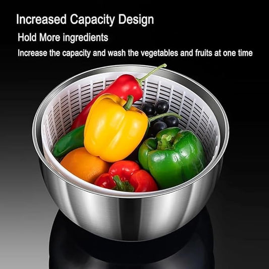 4.5L Stainless Steel Electric Salad Spinner | USB Rechargeable | Smart Start & Auto-Stop | Kitchen Veggie & Fruit Washer/Dryer