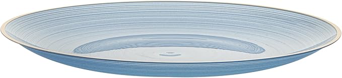 Restaurantware Plastic Plates 20 Pcs 10" Gold Rimmed Disposable Plates Heavy-Duty Blue Translucent Rippled Plastic Dinner Servers for Party, Weddings, Salads, Desserts, and Appetizers