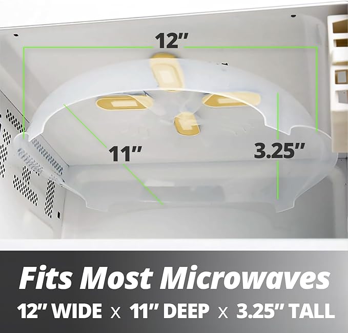 HOVER COVER Magnetic Microwave Cover for Food | Clear Microwave Splatter Cover | Microwave Plate Cover with Steam Vents | Food Grade Dish Cover | BPA-Free | Dishwasher Safe | Orange