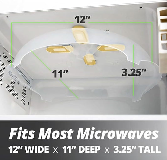 HOVER COVER Magnetic Microwave Cover for Food | Clear Microwave Splatter Cover | Microwave Plate Cover with Steam Vents | Food Grade Dish Cover | BPA-Free | Dishwasher Safe | Orange