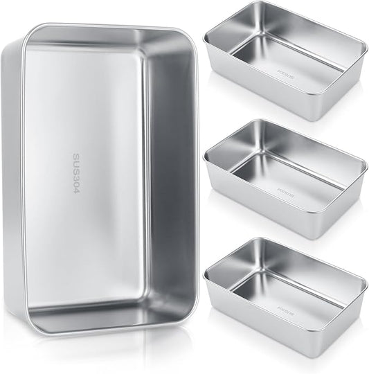4 Pack Stainless Steel Loaf Pan 8.5 x 5.5 Inch Banana Bread Pan for Homemade Bread Loaf Pans for Baking Bread Tin Sourdough Bread Baking Pan Metal Sandwich Loaf Bread Pans for Meatloaf, Cake