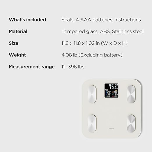 mooas Smart Scale for Body Weight Fat Bluetooth Scale, Digital Bathroom Scale with BMI, Body Fat, Muscle Mass Composition, LCD Accurate Wi-Fi Bluetooth Scale for Home Smartphone App, 396 lbs (Ivory)