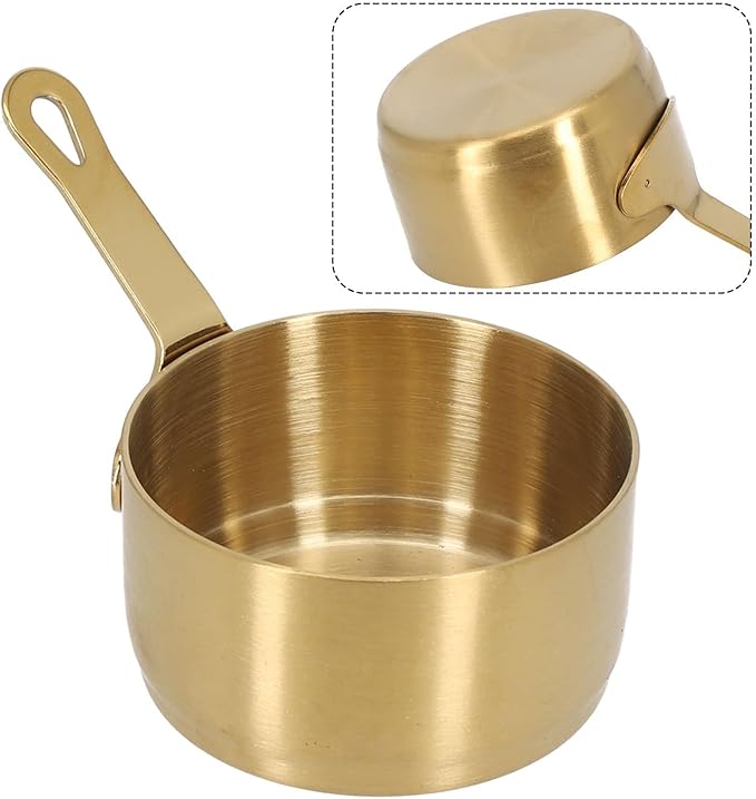 Mini Sauce Pan, Stainless Steel Sauce Pan Chocolate Melting Pot Vinegar Dipping Bowls Barbecue Sauce Bowl Mini Butter Coffee Milk Warmer Pot for Coffee Tea Soup Warming 2PCS (50ML)