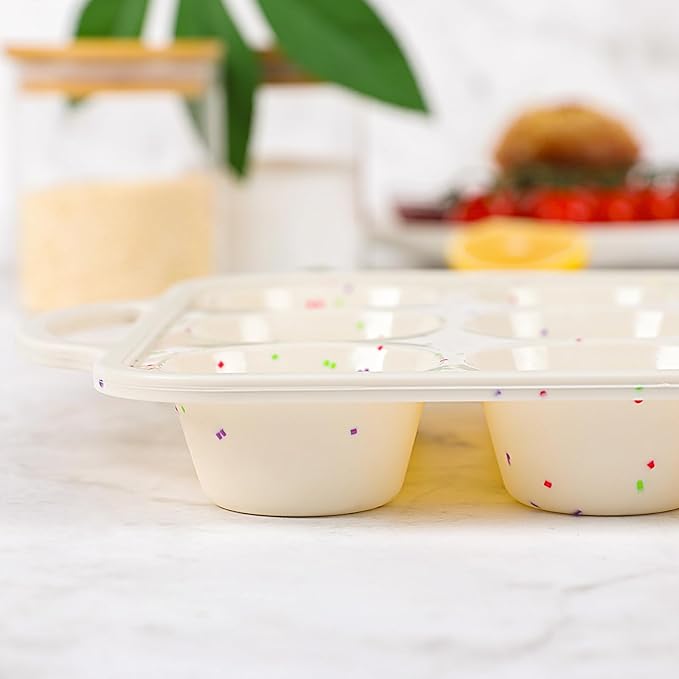 Vinino 2Pack Silicone Muffin Pan for Baking with Metal Reinforced Frame, Regular 12 Cup and Mini 24 Cup Nonstick Cupcake Pan Set, BPA Free Silicone Muffin Tray Molds for Oven Dishwasher Safe