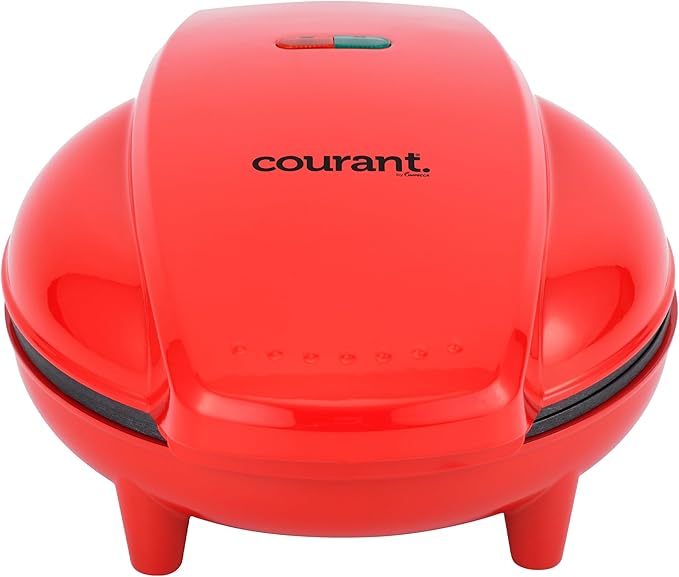 Courant Mini Donut Maker Machine for Holiday, Kid-Friendly, Breakfast or Snack, Desserts & More with Non-stick Surface, Makes 7 Doughnuts, Red