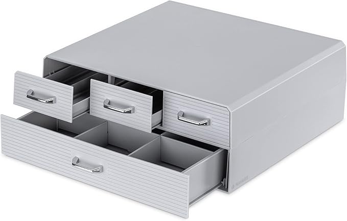 Navaris Coffee Pod Holder with 4 Drawers - Compatible with Nespresso, CBTL, K-Cups, Verismo - Capsule Storage Organizer 2-Tier Container Box - Gray