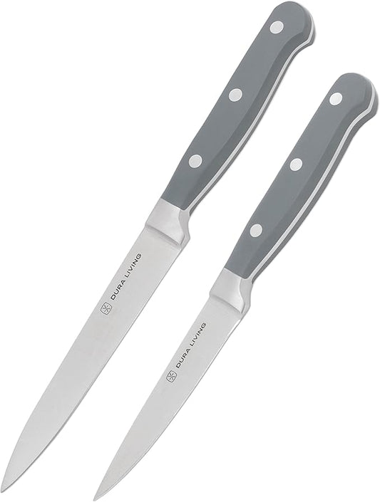 2-Piece Premium Kitchen Knife Set - Ultra-Sharp 5" Utility Knife & 3.5" Paring Knife, High Carbon Stainless Steel, Forged for Precision, Multipurpose Cooking Knives with Ergonomic Handles